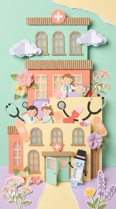 Free Papercraft Hospital Scene Image - Papercraft, Collage ...