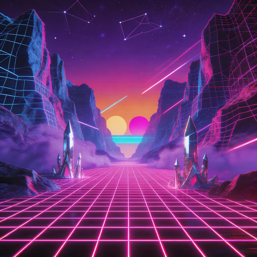Free Synthwave Canyon Sunset Image - Synthwave, Neon, Wireframe ...