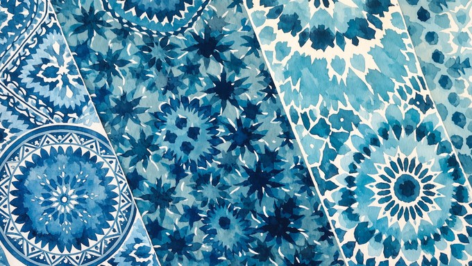 Free Traditional Adire Tapestry Image - Watercolor, Textile, Pattern ...