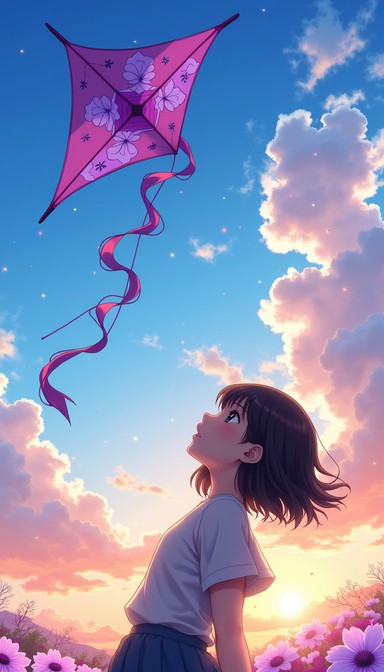 Kite Anim Free Violet Kite Dreams Image - Anime, Kite, Violet | Download at StockCake