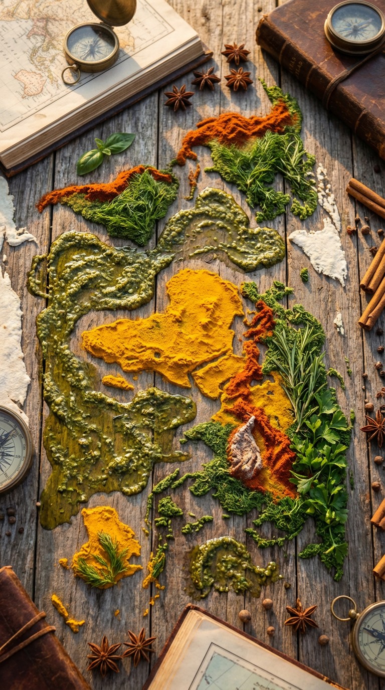 Free Culinary World Map Image - Food, Spices, Map | Download at StockCake