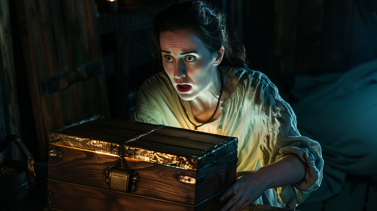 Free Mysterious Glowing Chest Image - Woman, Astonishment, Eerie ...