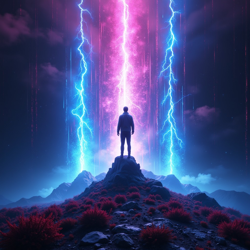 Free Electric Human Triumph Image - Neon, Cyberpunk, Silhouette ...