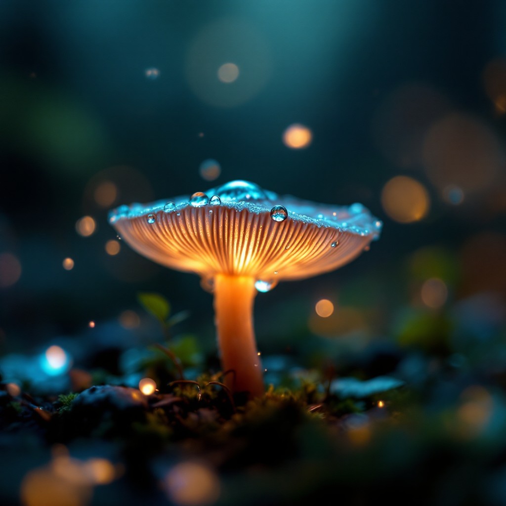 Free Glowing Mushroom Magic Image - Mushroom, Dewdrop, Bioluminescent ...