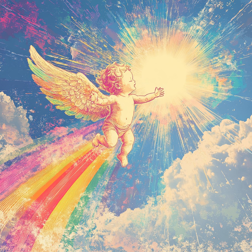 Free Angel on Rainbow Image - Angel, Rainbow, Sunlight | Download at ...
