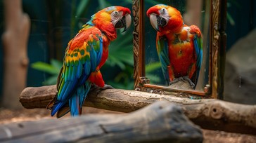 Parakeet Reflection Free Parrots in Reflection Image - Parrots, Reflection, Mirror ...
