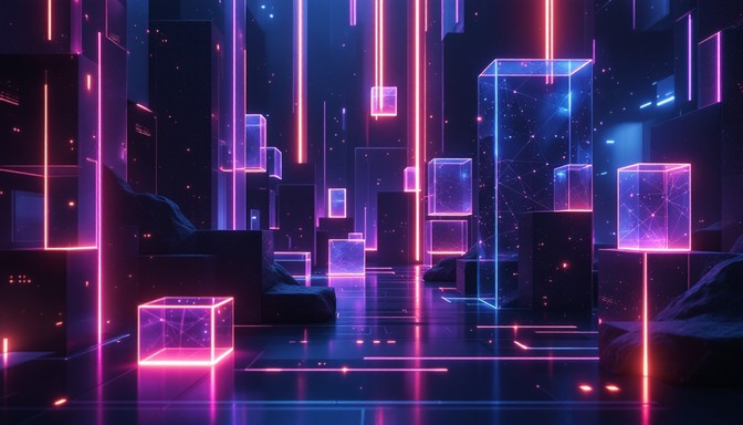 Free Neon Pixel Architecture Image - Isometric, Digital, Geometric ...