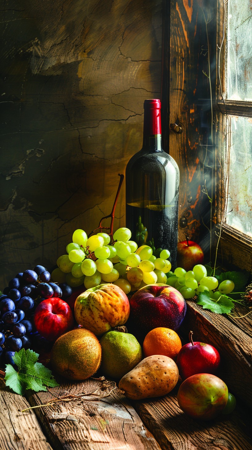 Free Vintage Wine Still Image - Wine, Grapes, Plums | Download at StockCake