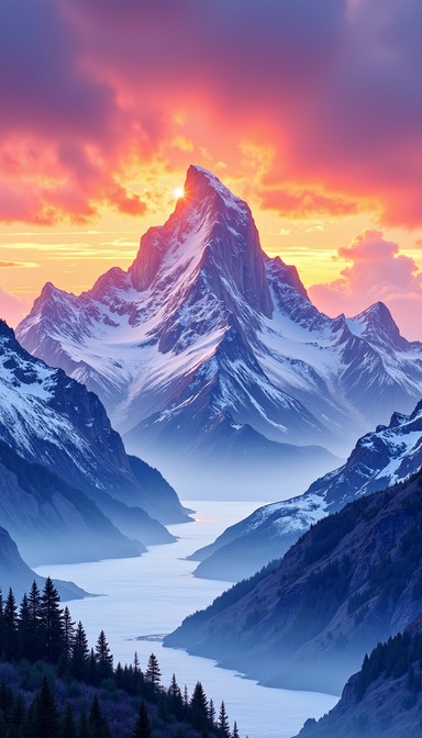 Free Majestic Mountain Sunset Image - Mountains, Sunset, Peaks ...
