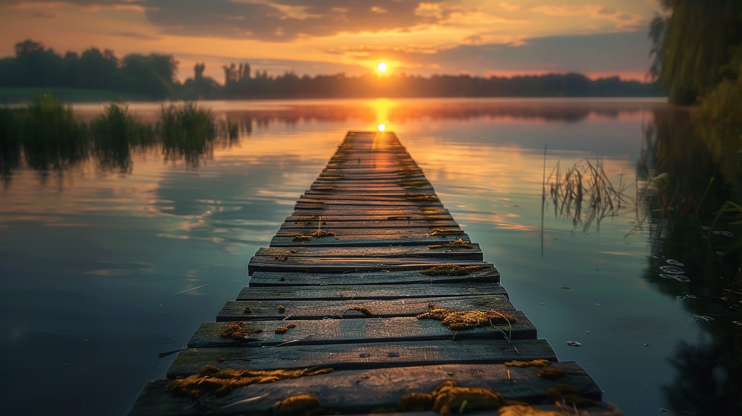 Free Sunset Lake Pier Image - Sunset, Lake, Pier | Download at StockCake