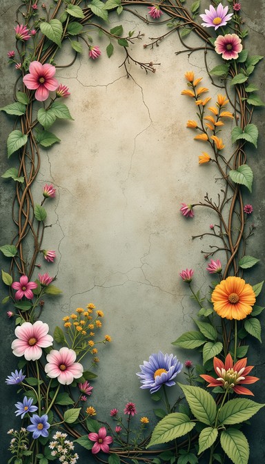 Free Botanical Frame Border Image - Floral, Wildflowers, Vines ...