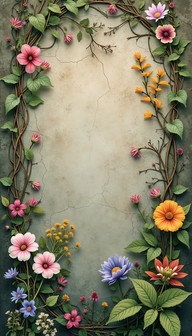 Free Botanical Frame Border Image - Floral, Wildflowers, Vines ...