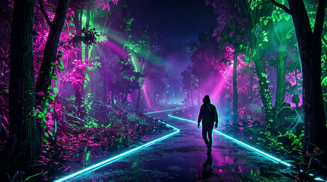 Free Neon Forest Journey Image - Cyberpunk, Neon, Forest | Download at ...