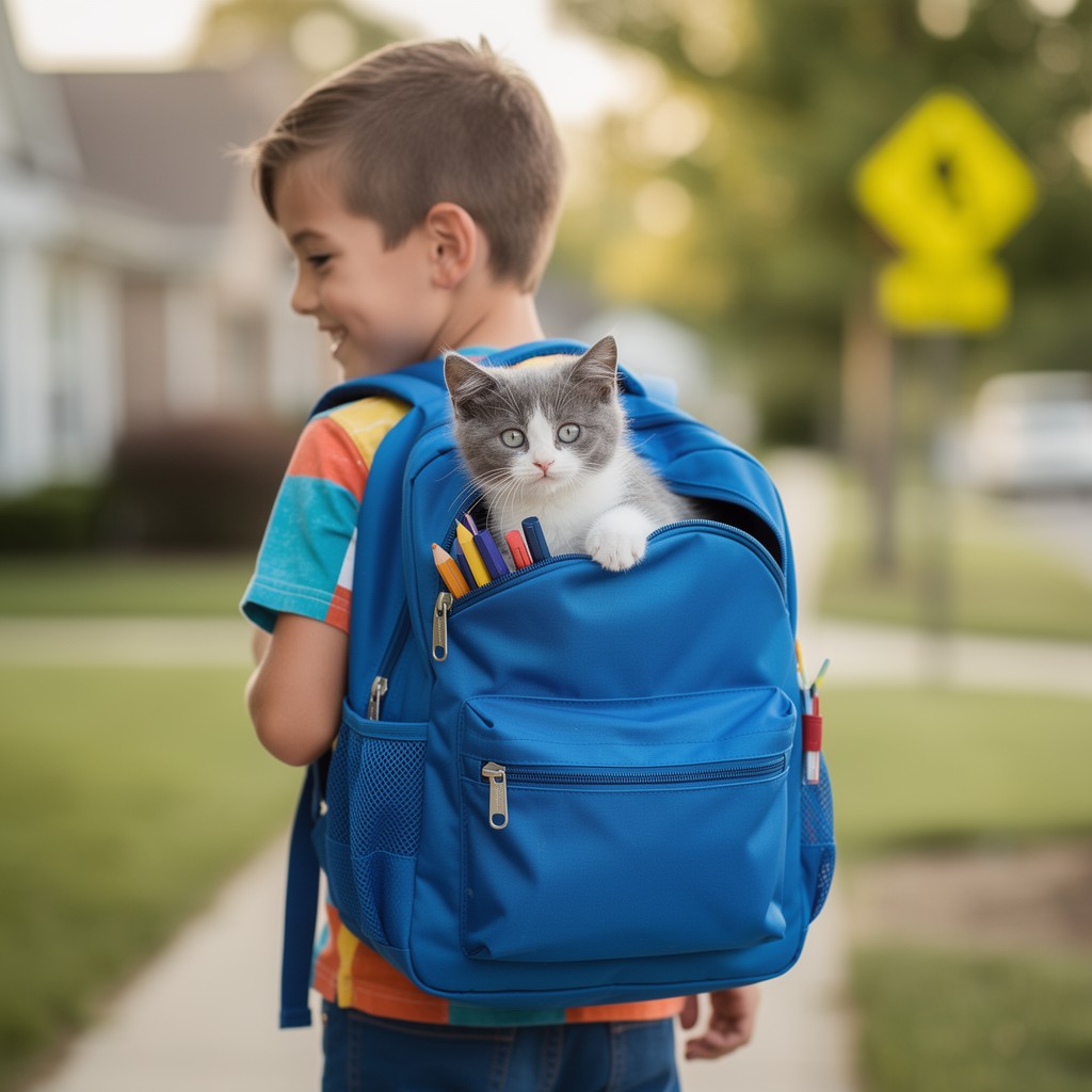 Free Backpack Kitten Adventure Image - Kitten, Backpack, School ...