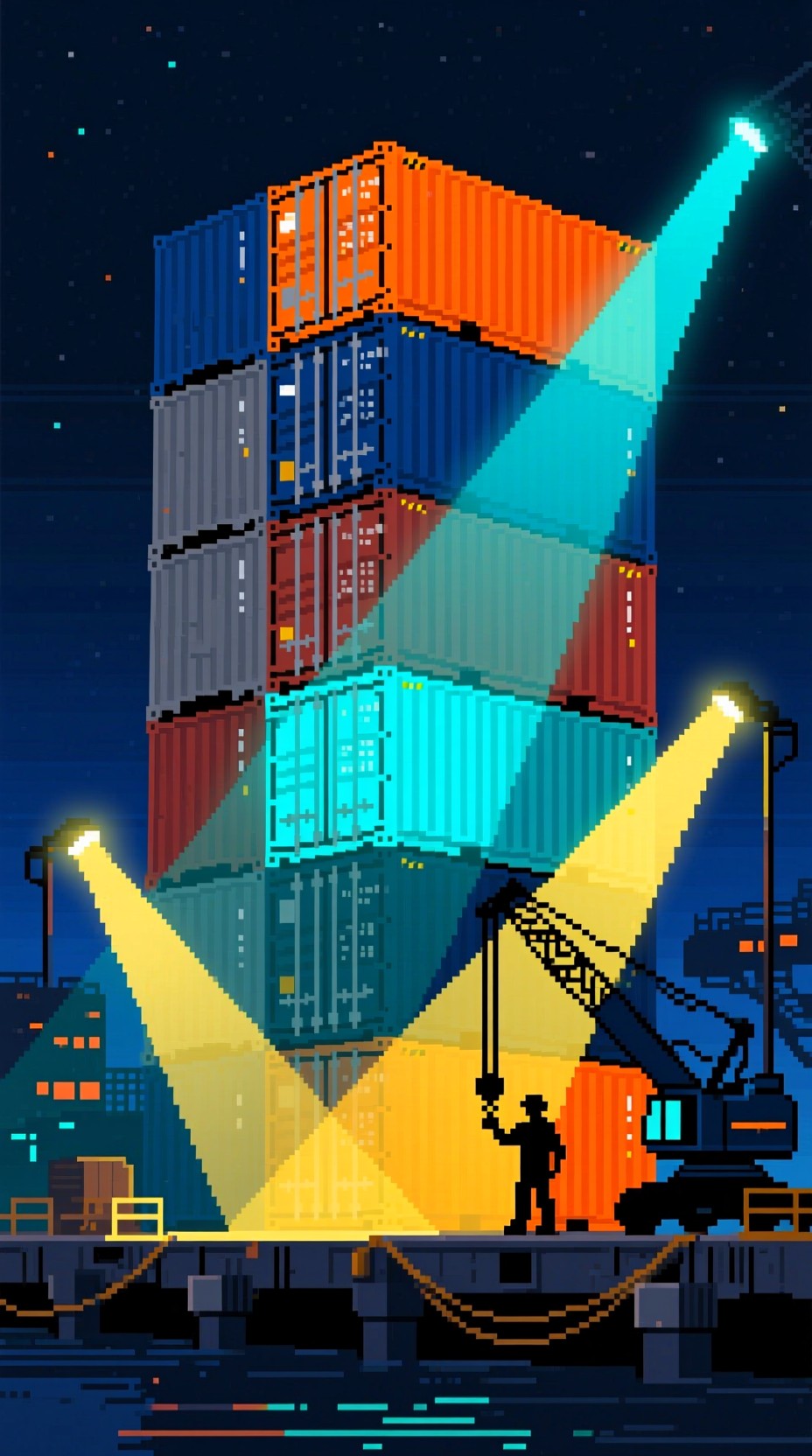 Free Glowing Container Stack Image - Cyberpunk, Containers, Dock ...
