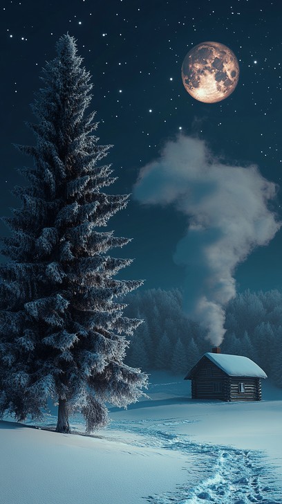 Free Moonlit Winter Night Image - Winter, Moon, Night | Download at ...
