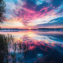 Free Sunset over lake Image - Sunset, Lake, Clouds | Download at StockCake