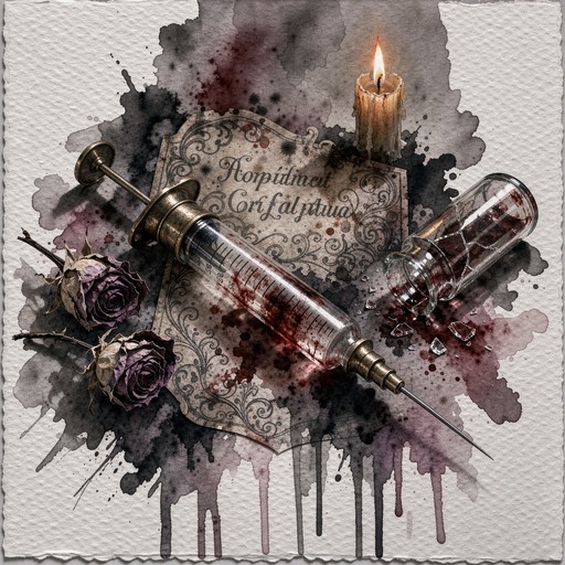 Square Gothic Window This Gothic dark art watercolor illustration shows an antique glass ...