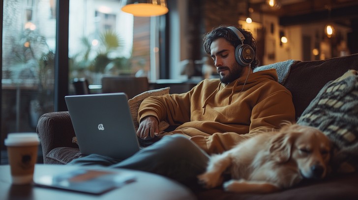 Free Man working remotely Image - Man, Laptop, Headphones | Download at ...