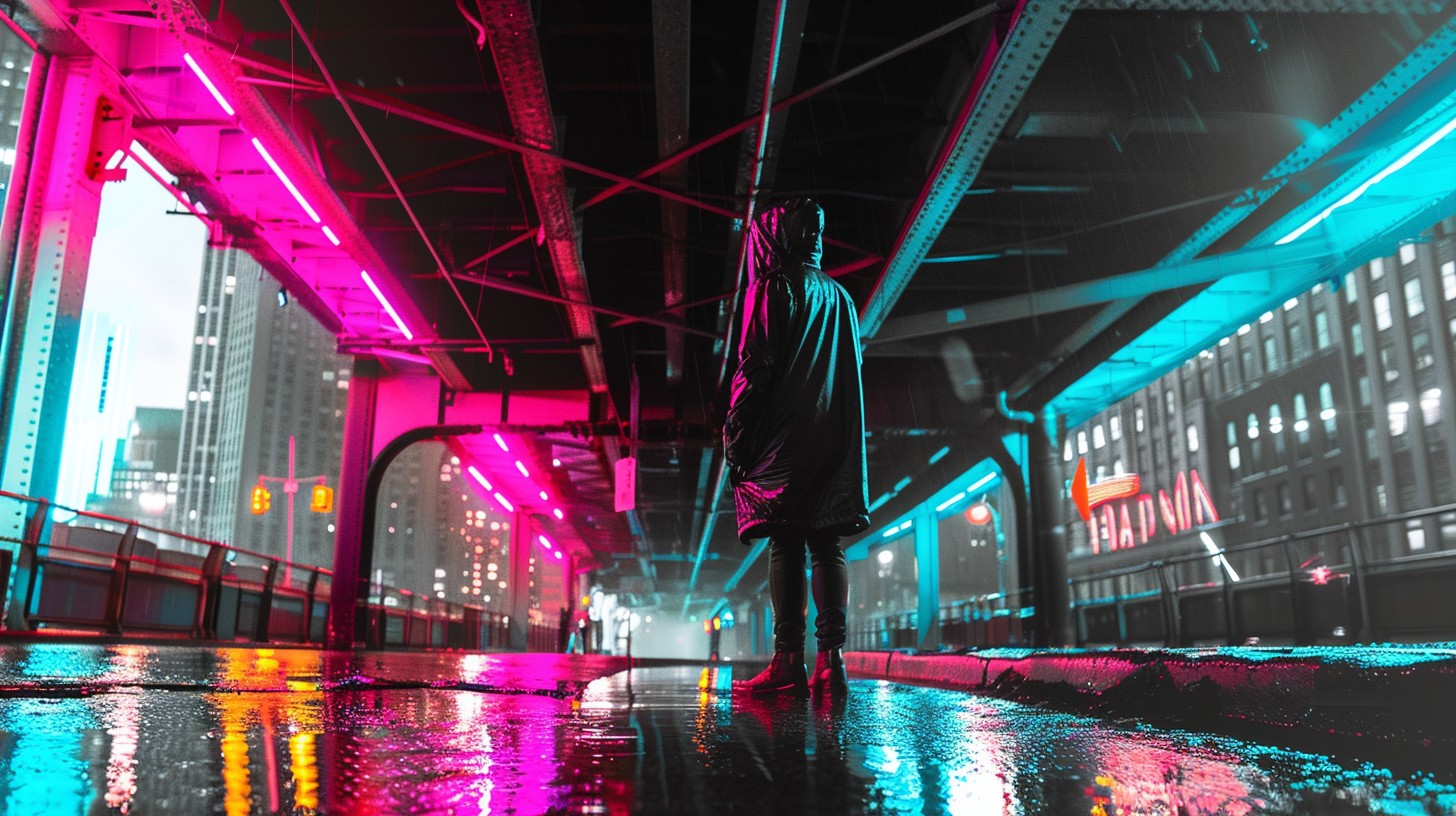 Free Neon Rainy Night Image - Neon, Rain, Night | Download at StockCake