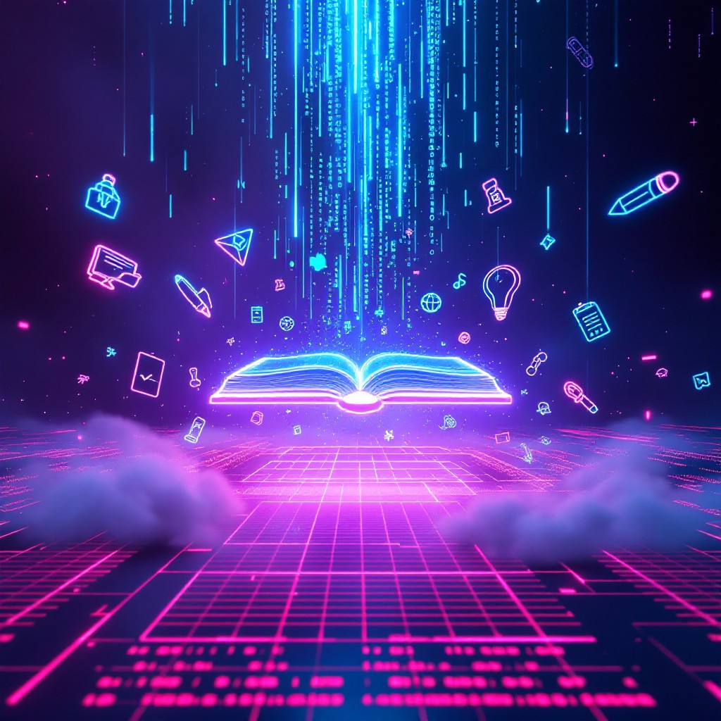 Free Digital Knowledge Flows Image - Cyberpunk, Education, Holographic ...