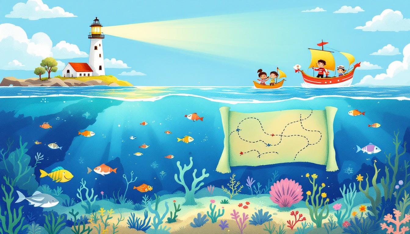 Free Nautical Adventure Map Image - Lighthouse, Ocean, Underwater ...