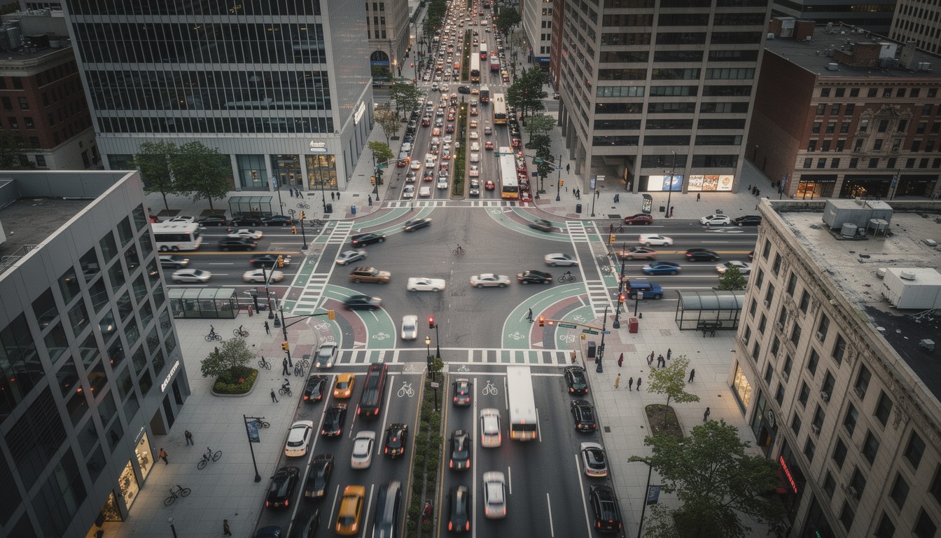 Free Busy Urban Intersection Image - Intersection, Aerial, Cityscape ...