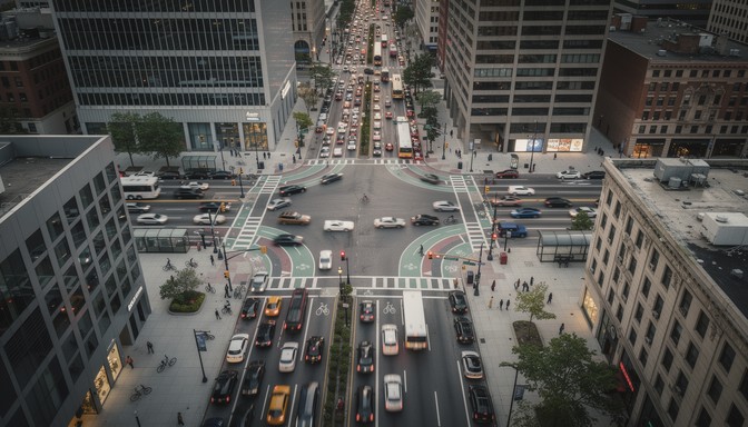 Free Busy Urban Intersection Image - Intersection, Aerial, Cityscape ...