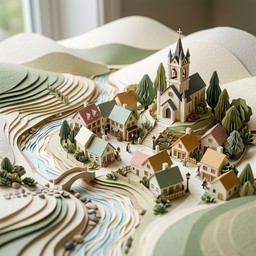 Papercraft Rural Area Making Diy Free Paper Village Sculpture Image - Papercraft, Origami, Miniature ...