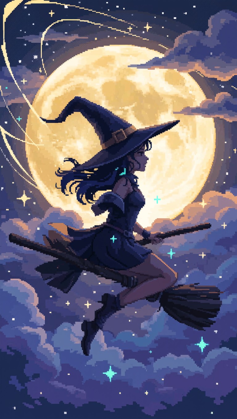 Free Midnight Witch Flight Image - Witch, Pixel, Art | Download at ...