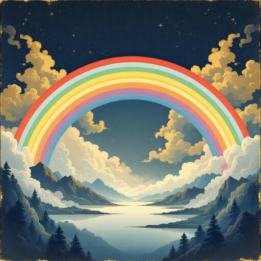 Free Mystical Rainbow Bridge Image - Rainbow, Mountains, Lake ...