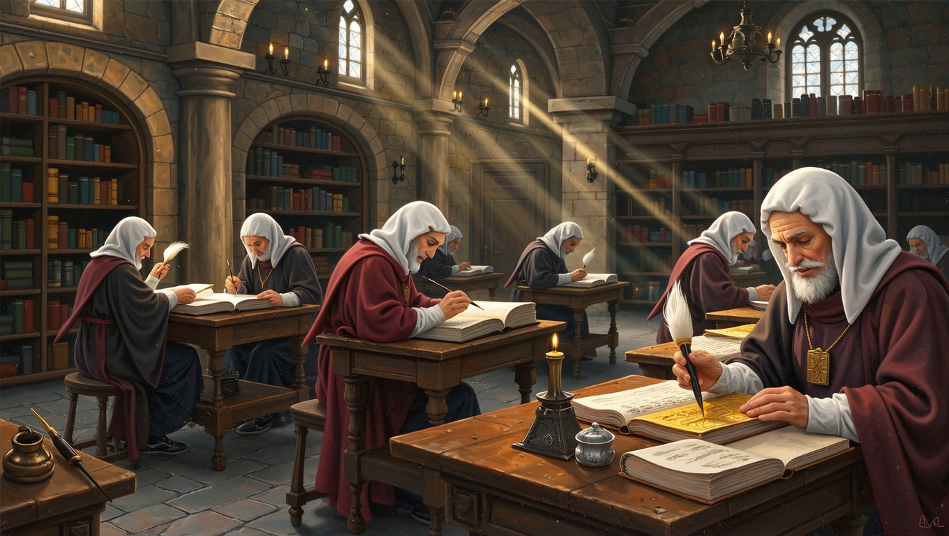 Free Monastic Manuscript Workshop Image - Medieval, Scriptorium, Monks ...