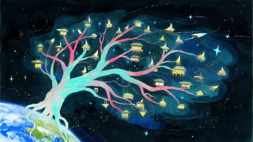 Free Celestial Evolution Path Image - Watercolor, Cosmic, Tree ...