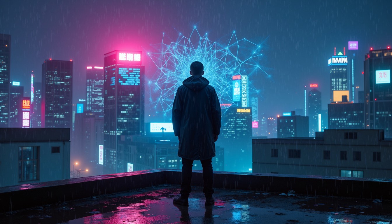 Free Cyberpunk Rooftop Solitude Image - Cyberpunk, Neon, Futuristic ...