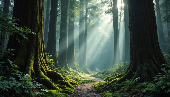 Free Mystical Forest Light Image - Forest, Sunbeams, Path | Download at ...