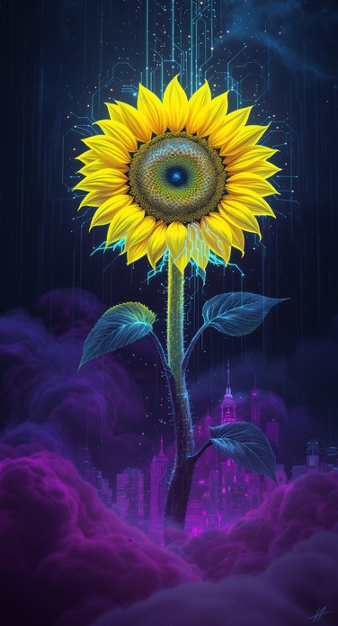 Free Digital Bloom Awakens Image - Sunflower, Cyberpunk, Digital ...