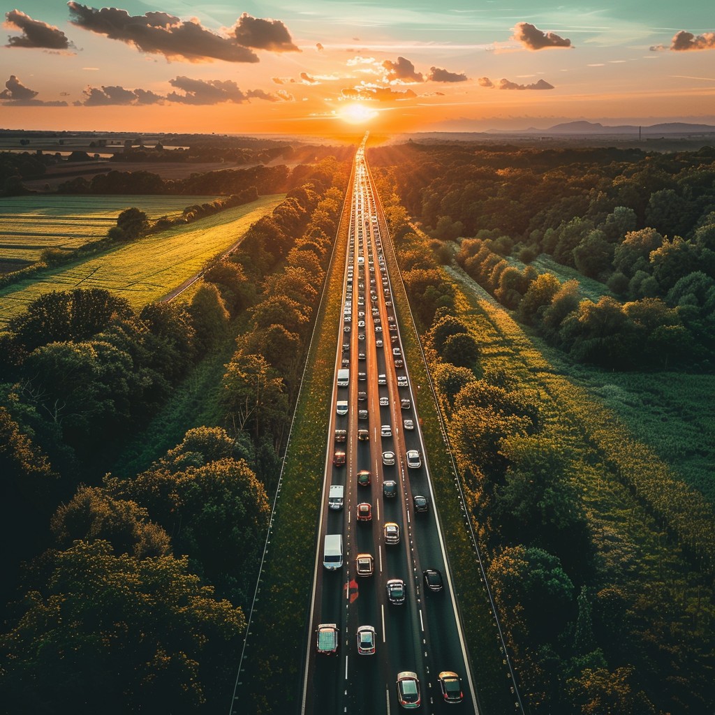 Heyway Image Free Sunset Highway View Image - Sunset, Highway, Aerial | Download at ...