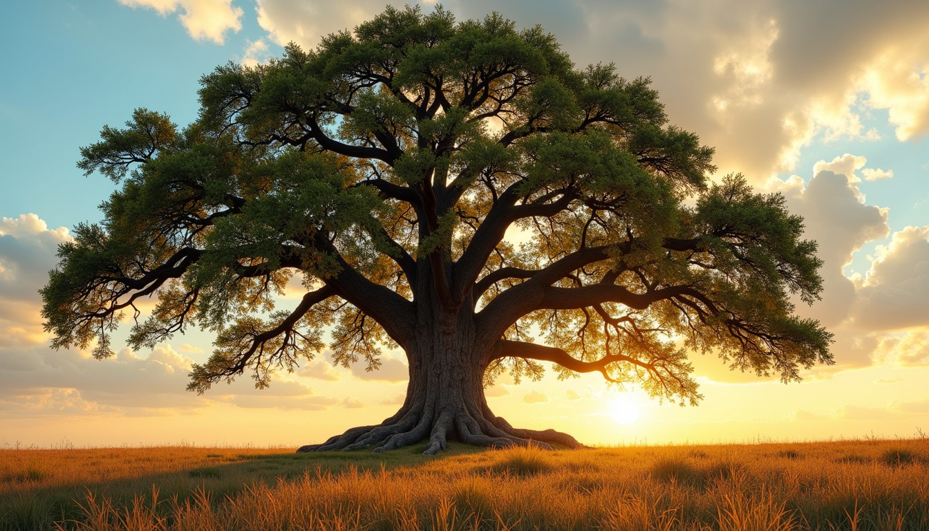 Free Majestic Oak Sunset Image - Oak, Tree, Sunset | Download at StockCake