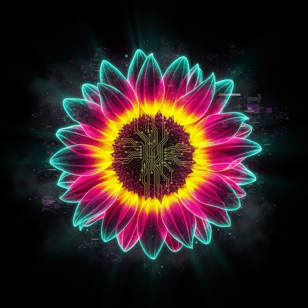 Free Neon Sunflower Glow Image - Sunflower, Neon, Cyberpunk | Download ...