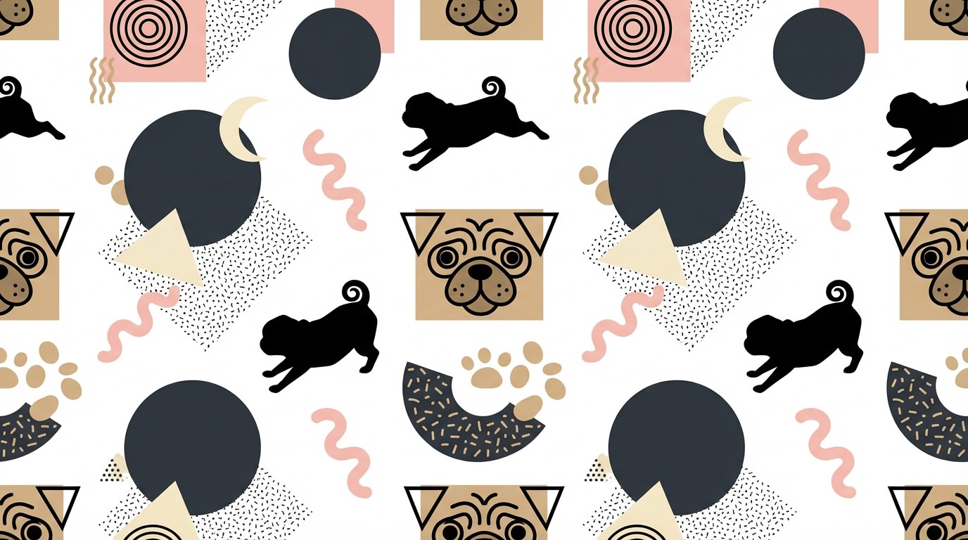 Free Playful Pug Pattern Image - Pug, Pattern, Geometric | Download at ...