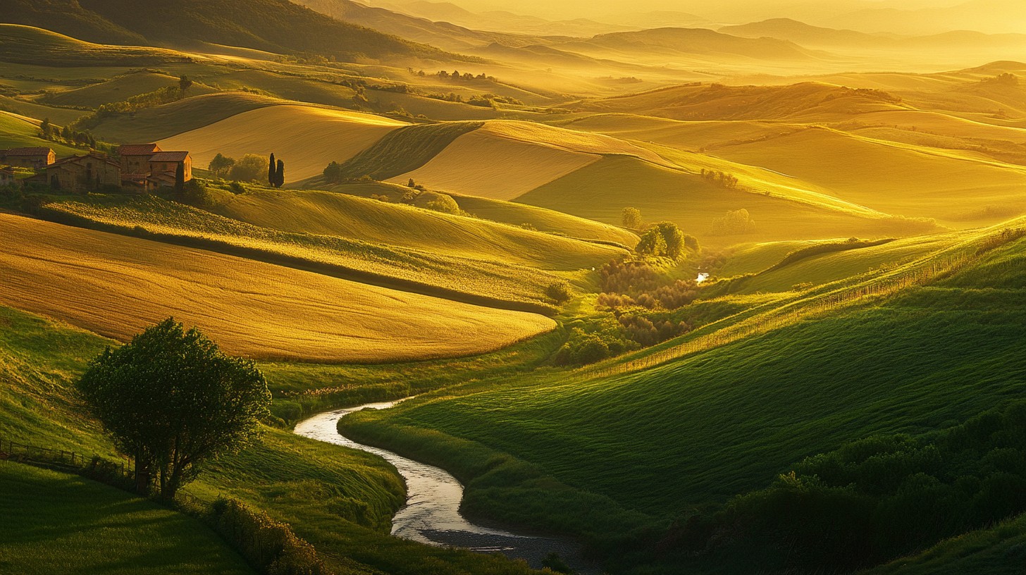 Free Golden hour landscape Image - Sunset, Hills, River | Download at ...