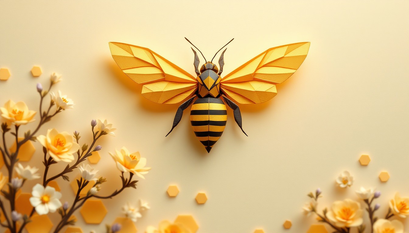 Free Golden Paper Bee Image - Origami, Bee, Paper | Download at StockCake