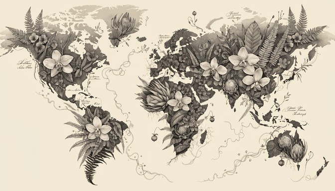 Free Botanical World Map Image - Botanical, Vintage, Map | Download at ...