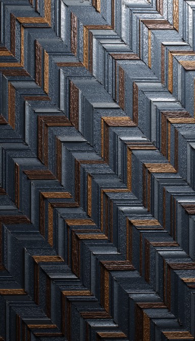 Precision-crafted Damascus steel pattern flows vertically with ...