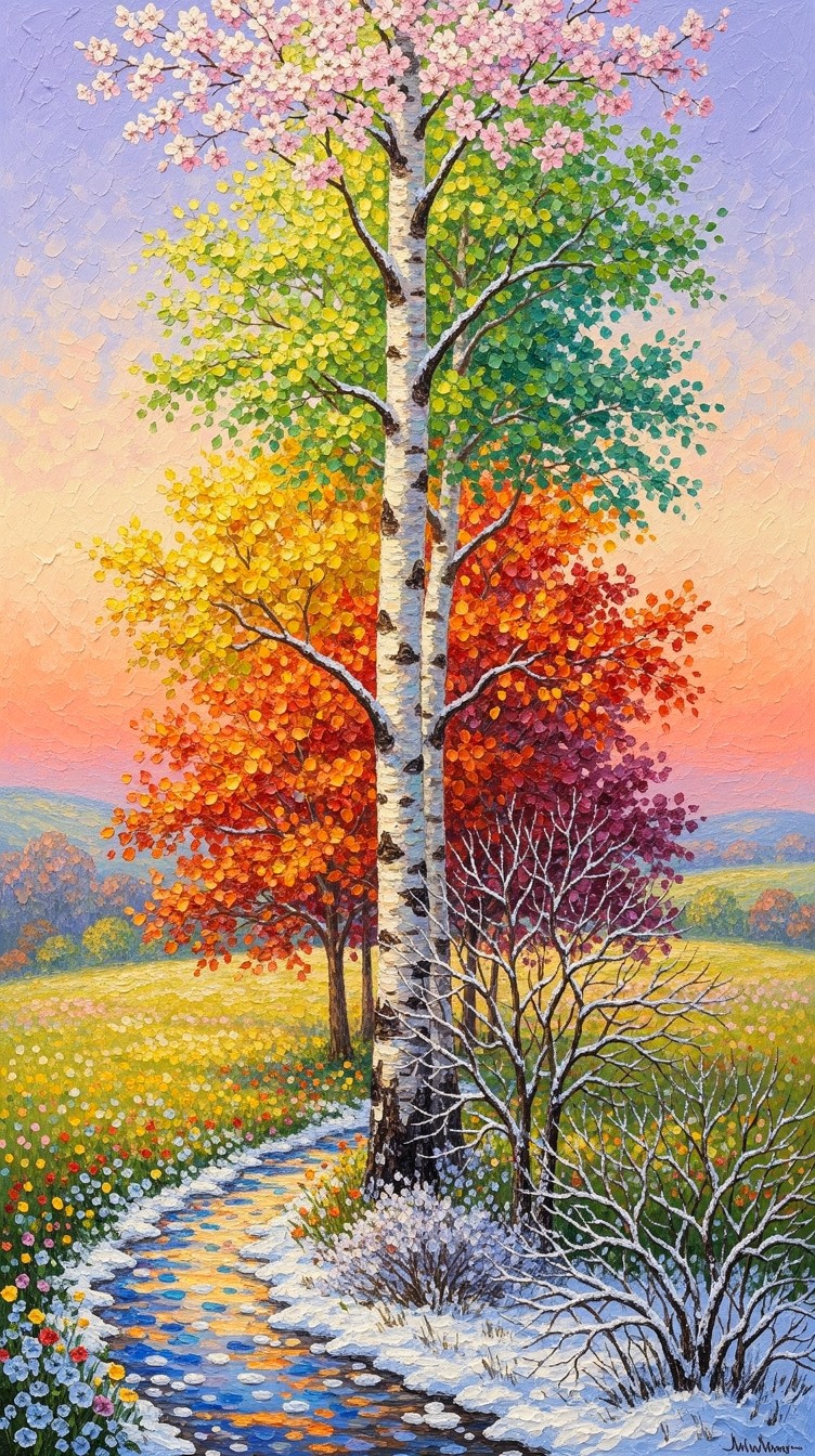 Free Four Seasons Tree Image - Birch, Tree, Seasons | Download at StockCake