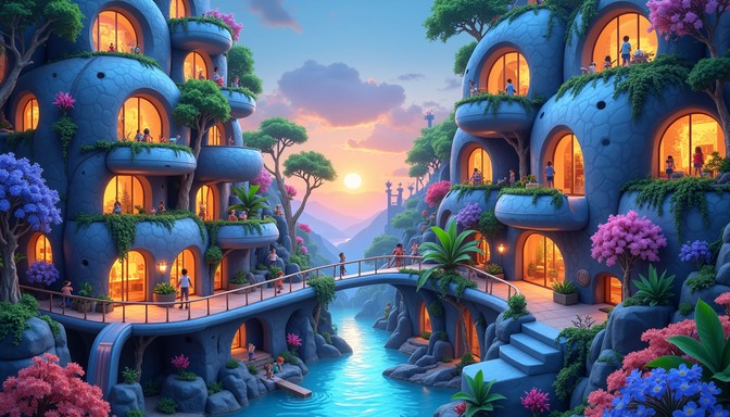 Free Magical Twilight Haven Image - Whimsical, Cyberpunk, Futuristic ...