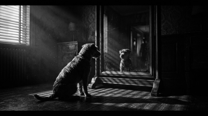 Dog Reflection Drawing Free Dog Meets Reflection Image - Charcoal, Sketch, Dog | Download at ...