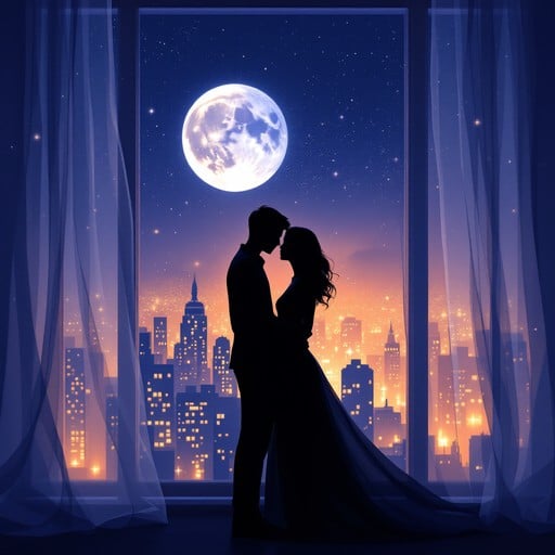 Free Moonlit Urban Romance Image - Romance, Moonlight, Silhouette