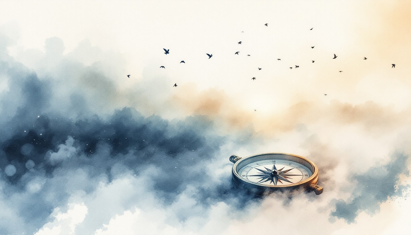 Free Compass Meets Sky Image - Compass, Watercolor, Misty | Download at ...