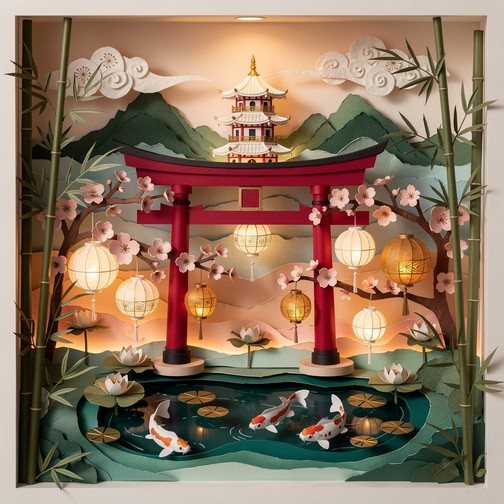 Download Oriental Garden Diorama Image - Diorama, Papercraft